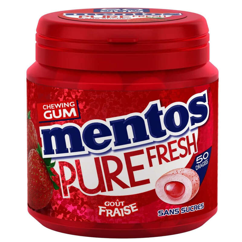 Mentos Gum Chewing-Gum À La Fraise, Sans Sucres Mentos Gum Chewing-Gum À La Fraise, Sans Sucres