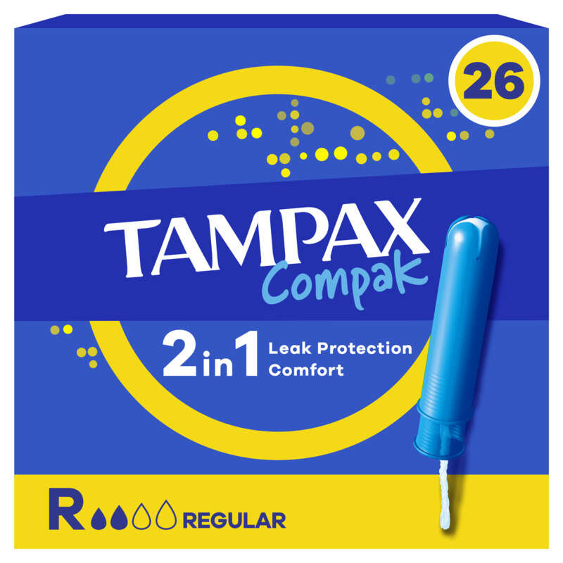 Tampax Compak Régulier Tampons Avec Applicateur x26 Tampax Compak Régulier Tampons Avec Applicateur x26