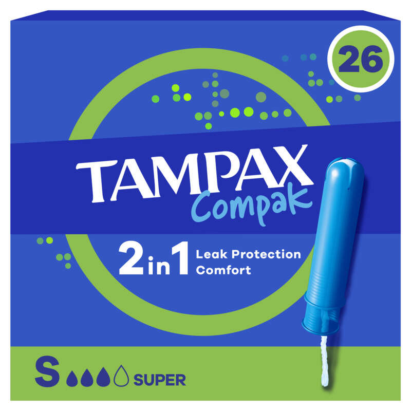 Tampax Compak Super Tampons Avec Applicateur x26 Tampax Compak Super Tampons Avec Applicateur x26