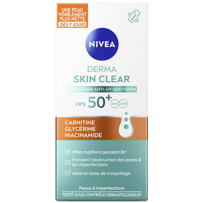Nivea Soin Visage Fluide UV Derma Skin Clear FPS 50+ 40ml Nivea Soin Visage Fluide UV Derma Skin Clear FPS 50+ 40ml