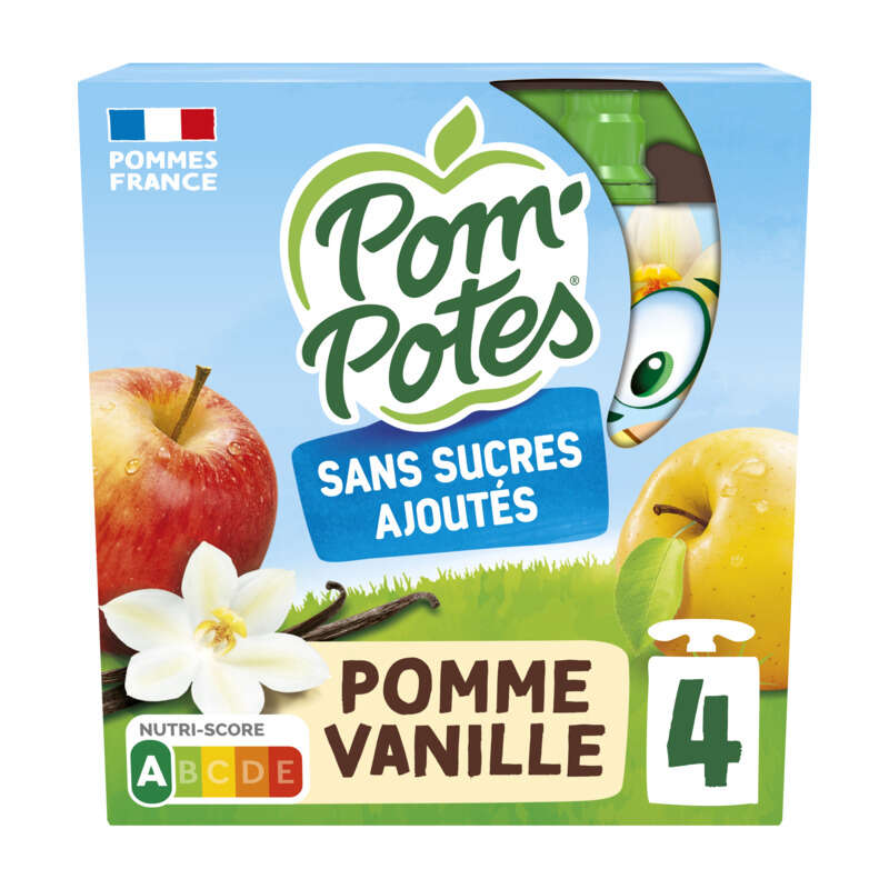 Pom'Potes Gourde Compote Pomme Vanille 4x90g Pom'Potes Gourde Compote Pomme Vanille 4x90g