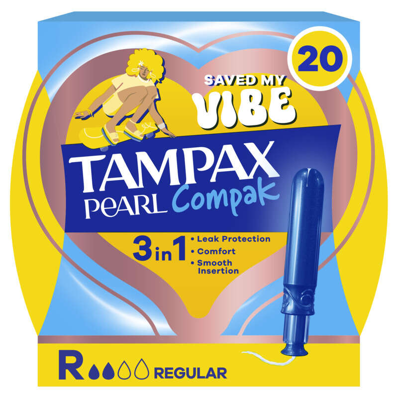 Tampax Pearl Compak Régulier Tampons Avec Applicateur x20 Tampax Pearl Compak Régulier Tampons Avec Applicateur x20