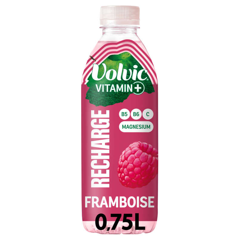 Volvic Eau Aromatisée Saveur Framboise Vitamin+ Recharge 75cl Volvic Eau Aromatisée Saveur Framboise Vitamin+ Recharge 75cl