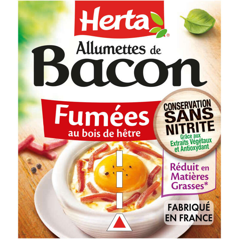 Herta Allumettes de Bacon Fumées au bois de Hêtre 2x90g Herta Allumettes de Bacon Fumées au bois de Hêtre 2x90g