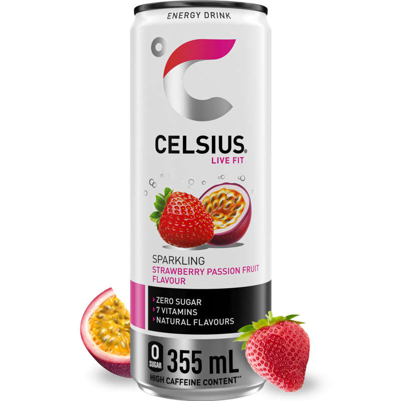 Celsius Boisson énergisante fraise fruit de la passion core sleek 35.5cl Celsius Boisson énergisante fraise fruit de la passion core sleek 35.5cl