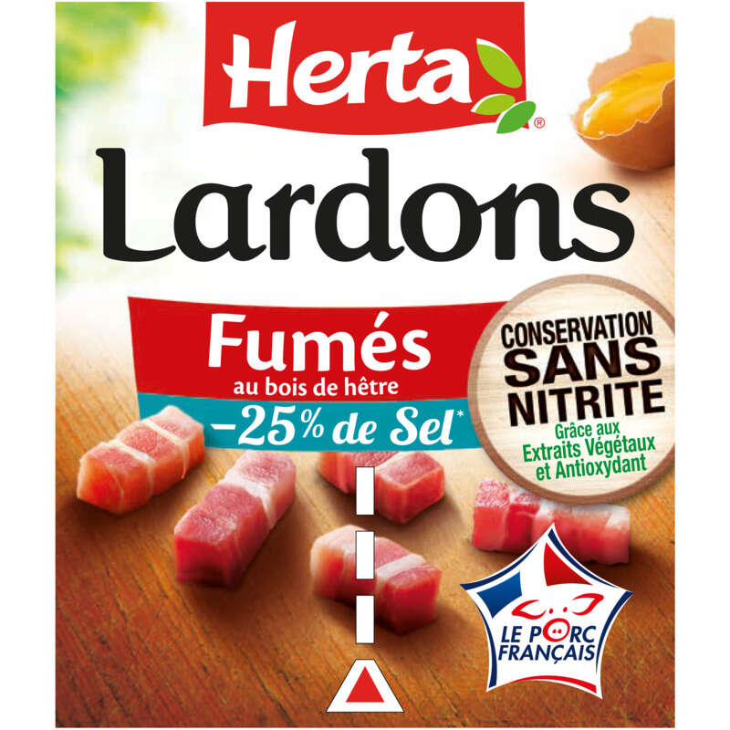 Herta Lardons Fumés -25% de sel 2x75g Herta Lardons Fumés -25% de sel 2x75g