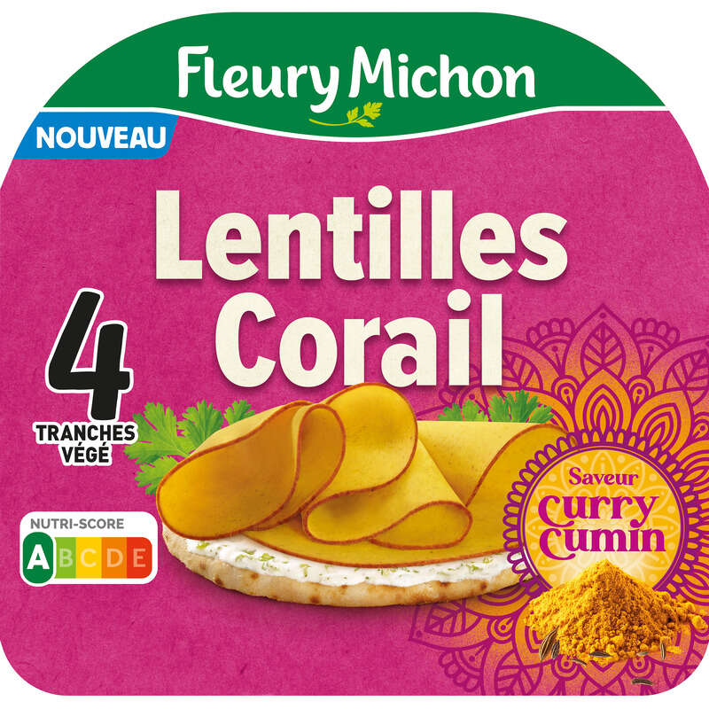 Fleury Michon Lentilles corail Curry Cumin en Tranches x4 Fleury Michon Lentilles corail Curry Cumin en Tranches x4