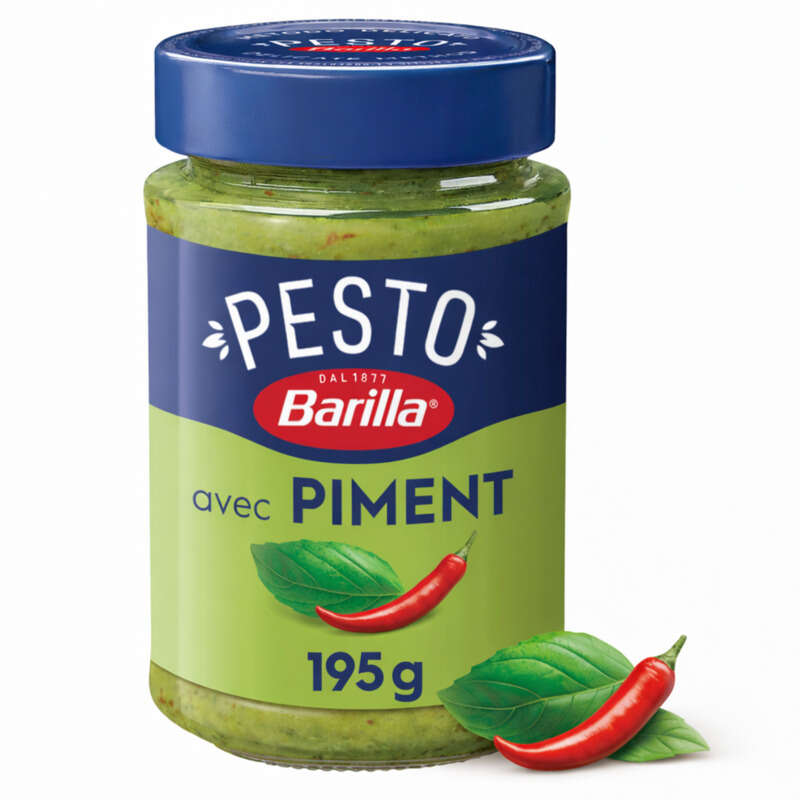 Barilla Sauce pesto basilic et piment 195g Barilla Sauce pesto basilic et piment 195g