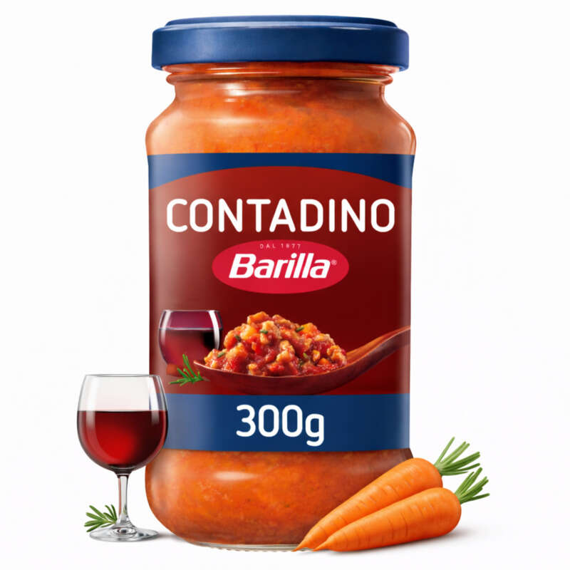 Barilla Sauce tomate mijotée avec du porc, des carottes et du vin rouge 300g Barilla Sauce tomate mijotée avec du porc, des carottes et du vin rouge 300g