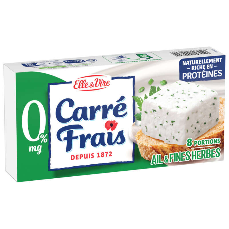 Elle & Vire carré frais ail et fines herbes 8 portions 25g Elle & Vire carré frais ail et fines herbes 8 portions 25g