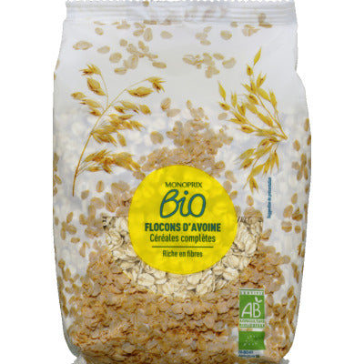 Monoprix Bio Flocons d'avoine céréales complètes 500g Monoprix Bio Flocons d'avoine céréales complètes 500g