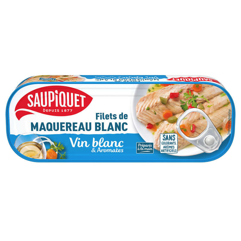 Saupiquet Filets de Maquereau Blanc & Vin Blanc Aromates 176g Saupiquet Filets de Maquereau Blanc & Vin Blanc Aromates 176g