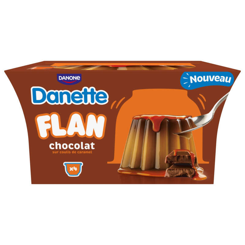 Danette Flan chocolat sur coulis de caramel x4 95g Danette Flan chocolat sur coulis de caramel x4 95g