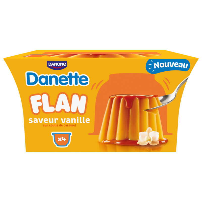 Danette Flan vanille sur coulis de caramel 4x95g Danette Flan vanille sur coulis de caramel 4x95g