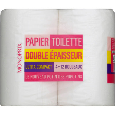 Monoprix Papier toilette double épaisseur ultra-compact x4 Monoprix Papier toilette double épaisseur ultra-compact x4