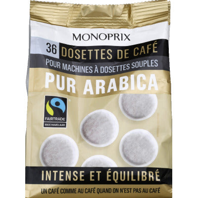 Monoprix Café Pur Arabica 36 Dosettes 250g Monoprix Café Pur Arabica 36 Dosettes 250g