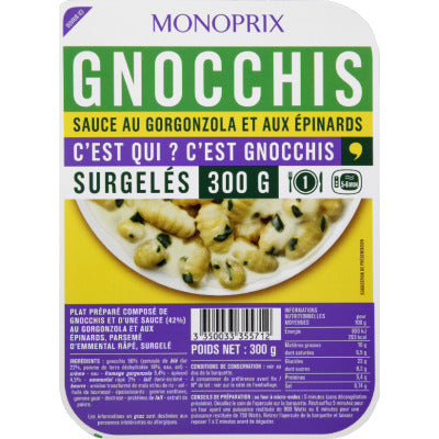 Monoprix Gnocchis à la Sauce Gorgonzola et aux Épinards 300g Monoprix Gnocchis à la Sauce Gorgonzola et aux Épinards 300g