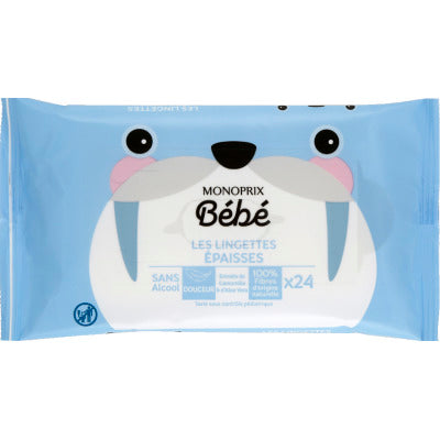 Monoprix Bébé Lingettes Épaisses x24 Monoprix Bébé Lingettes Épaisses x24