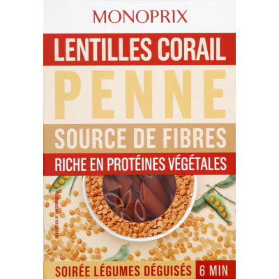 Monoprix Penne Lentilles Corail 250g Monoprix Penne Lentilles Corail 250g