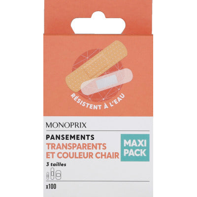 Monoprix Pansements Chair Et Transparents X100 Monoprix Pansements Chair Et Transparents X100
