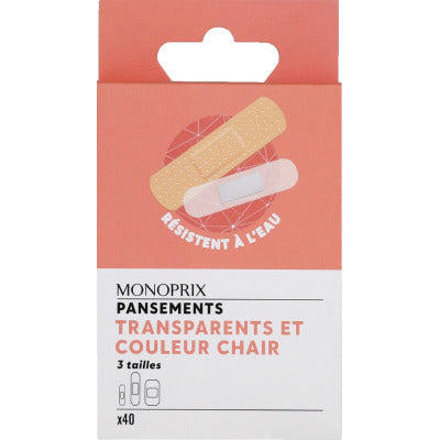 Monoprix Pansements Chair Et Transparents X40 Monoprix Pansements Chair Et Transparents X40