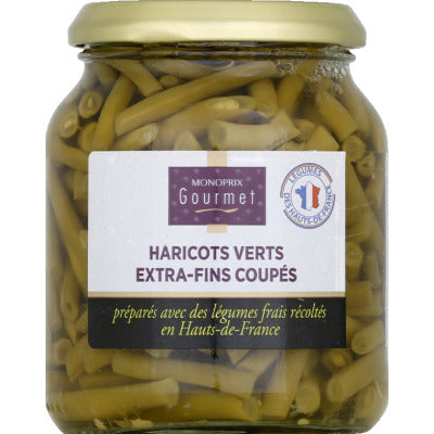 Monoprix Gourmet Haricots verts extra-fins coupés 185g Monoprix Gourmet Haricots verts extra-fins coupés 185g