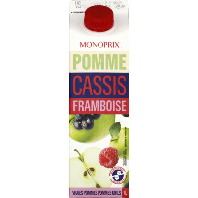 Monoprix Jus de fruits à la pomme, à la framboise et au cassis 1L Monoprix Jus de fruits à la pomme, à la framboise et au cassis 1L