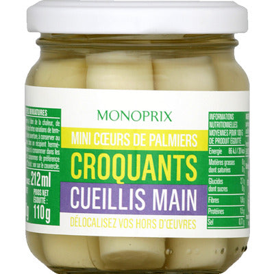 Monoprix Mini Cœurs De Palmiers 115g Monoprix Mini Cœurs De Palmiers 115g