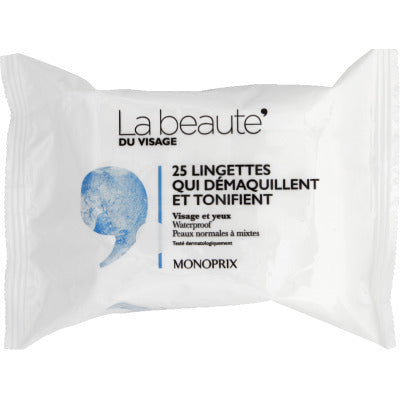 Monoprix La Beauté Les Lingettes Qui Démaquillent Et Tonifient x25 Monoprix La Beauté Les Lingettes Qui Démaquillent Et Tonifient x25