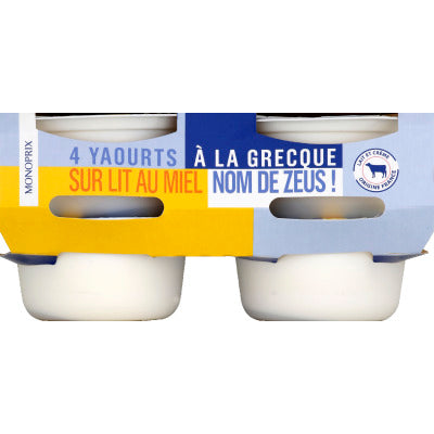 Monoprix Yaourt Grecque Sur Lit De Miel 4x150g Monoprix Yaourt Grecque Sur Lit De Miel 4x150g