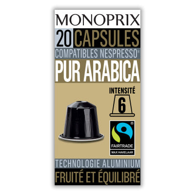 Monoprix Café Pur Arabica 20 Capsules 100g Monoprix Café Pur Arabica 20 Capsules 100g