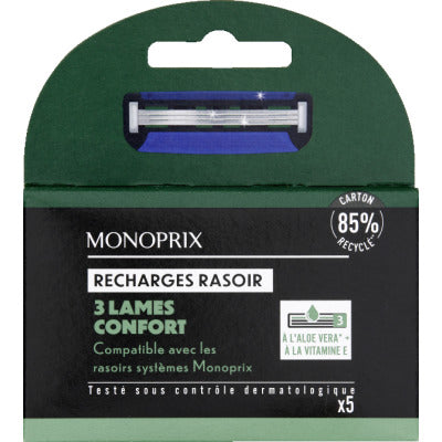 Monoprix Recharges Rasoirs Système Confort 3 Lames X5 Monoprix Recharges Rasoirs Système Confort 3 Lames X5