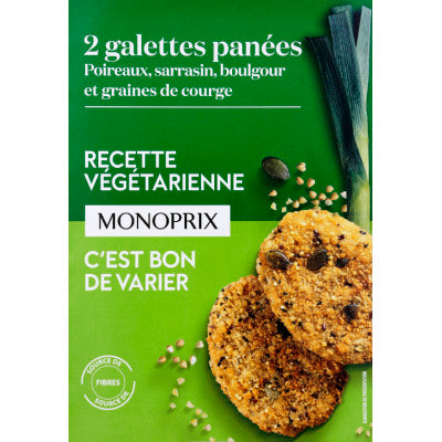 Monoprix Galettes panées sarrasin boulgour poireaux 200g Monoprix Galettes panées sarrasin boulgour poireaux 200g