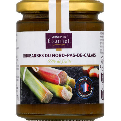 Monoprix Gourmet Rhubarbes du Nord-Pas-de-Calais 65% de fruits 325g Monoprix Gourmet Rhubarbes du Nord-Pas-de-Calais 65% de fruits 325g