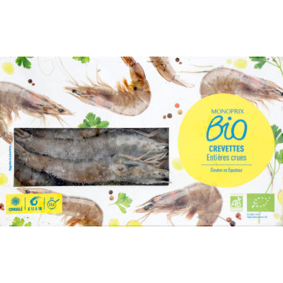 Monoprix Bio Crevettes entières crues 300g Monoprix bio crevettes entières crues 300g