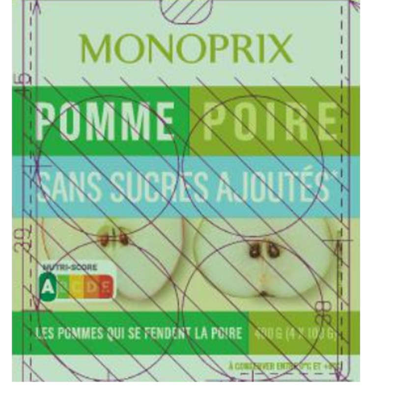 Monoprix Purée de Pomme et poire sans sucres 4x100g Monoprix Purée de Pomme et poire sans sucres 4x100g