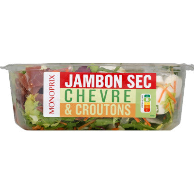 Monoprix Salade & crudités jambon sec parmesan & croûtons 250g Monoprix Salade & crudités jambon sec parmesan & croûtons 250g