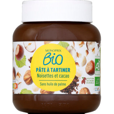 Monoprix Bio Pâte à Tartiner Noisettes et Cacao 400g Monoprix Bio Pâte à Tartiner Noisettes et Cacao 400g