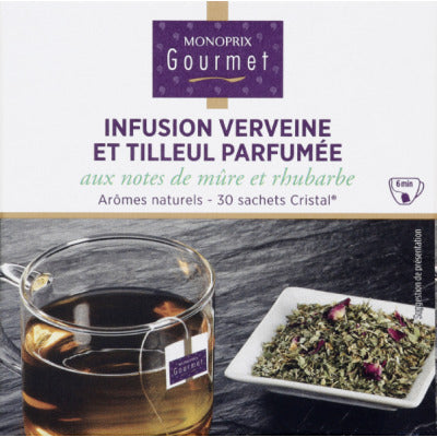 Monoprix Gourmet Infusion Verveine & Tilleul Parfumée Mûre Et Rhubarbe 45g Monoprix Gourmet Infusion Verveine & Tilleul Parfumée Mûre Et Rhubarbe 45G