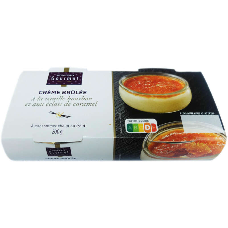 Monoprix Gourmet Crème brûlée vanille bourbon et éclats de caramel 2x100g Monoprix Gourmet Crème brûlée vanille bourbon et éclats de caramel 2x100g