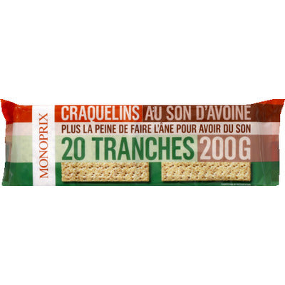 Monoprix Craquelins au Son d'Avoine 200g Monoprix Craquelins au Son d'Avoine 200g