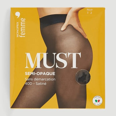 Monoprix Collants semi-opaque noir satiné taille 3 Monoprix Collants semi-opaque noir satiné taille 3