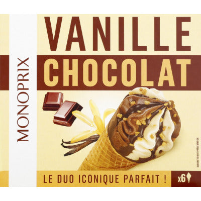Monoprix Cônes de glace à la vanille et au chocolat 431g Monoprix Cônes de glace à la vanille et au chocolat 431g