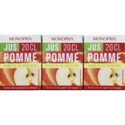 Monoprix Jus de Pomme à base de jus concentré 6x20cl Monoprix Jus de Pomme à base de jus concentré 6x20cl