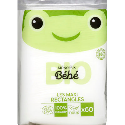 Monoprix Bio Bébé Maxi rectangles cotons x60 Monoprix Bio Bébé Maxi rectangles cotons x60