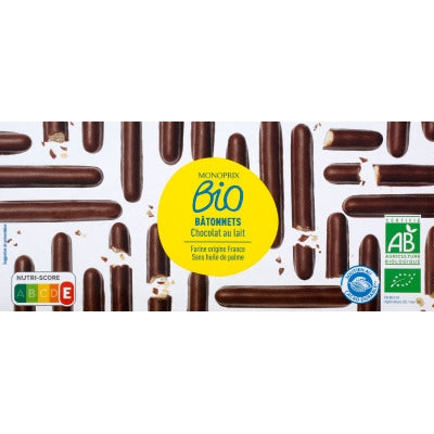 Monoprix Bio Bâtonnets Enrobés De Chocolat Au Lait 125g Monoprix Bio Bâtonnets Enrobés De Chocolat Au Lait 125g