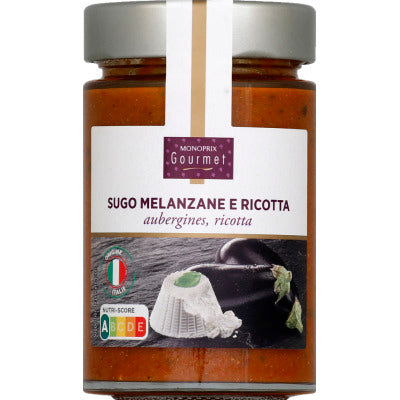 Monoprix Gourmet Sugo Melanzane E Ricotta aubergines ricotta 180g Monoprix Gourmet Sugo Melanzane E Ricotta aubergines ricotta 180g