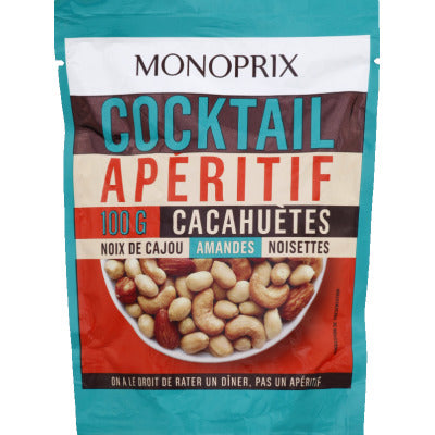 Monoprix Cocktail Apéritif Cacahuètes Noix De Cajou Amandes & Noisettes 100G Monoprix Cocktail Apéritif Cacahuètes Noix De Cajou Amandes & Noisettes 100G