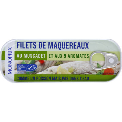 Monoprix Filets de Maquereaux au Muscadetet aux 9 Aromates 98g Monoprix Filets de Maquereaux au Muscadetet aux 9 Aromates 98g