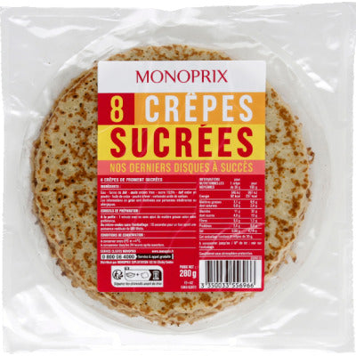 Monoprix 8 Crêpes Sucrées 280g Monoprix 8 Crêpes Sucrées 280g